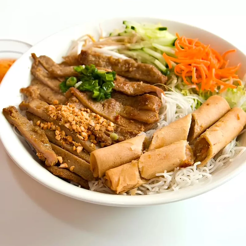 Grilled Pork & Spring Rolls on Rice Vermicelli at Saigon Sun in Okotoks, AB