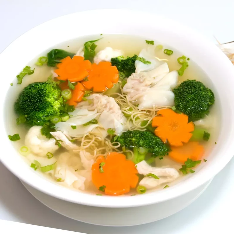 Wor Wonton with Mixed Vegetables & Egg Noodle Soup at Saigon Sun in Okotoks, AB